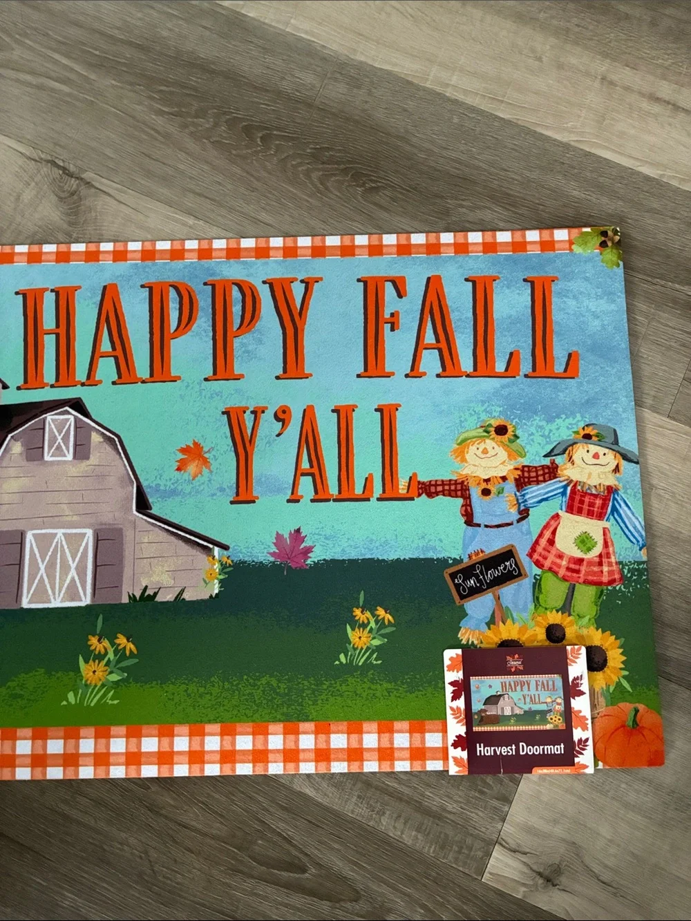 NWT- Happy Fall Y'all- Fall Harvest Doormat with Anti Skid Rubber Back 16x28